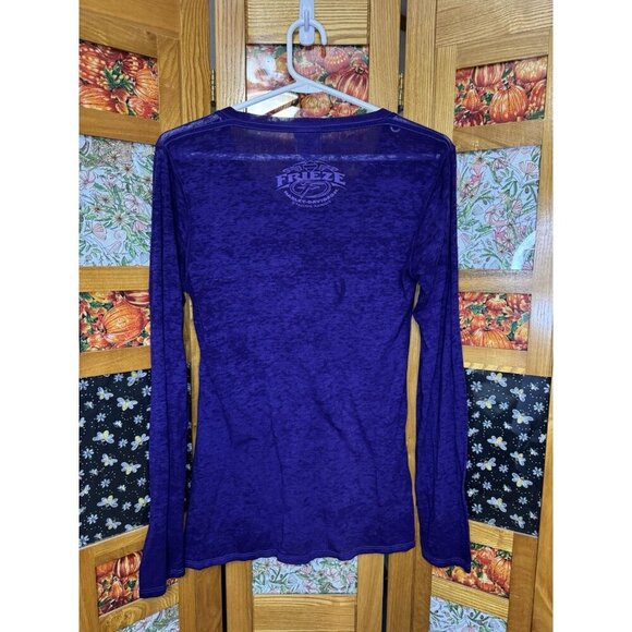 HARLEY DAVIDSON Long Sleeve Purple Shirt Sheer Lightweight Grunge Punk Emo MED - Picture 3 of 9
